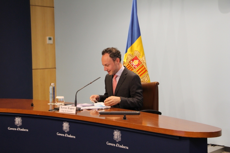 El cap de Govern, Xavier Espot, durant la roda de premsa.